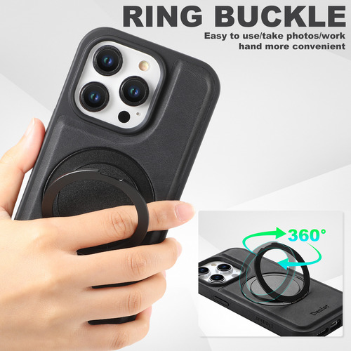 Capa De Couro 2 Em 1 Com Anel Giratório Para Iphone16