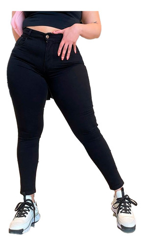 Pantalón Jean Locas Clasico Black Elastizado Talles Grandes