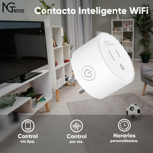 Ngteco Contacto Inteligente Wifi Modelo Ng-p300 Con Control Remoto Vía App / Control Por Voz Y Horarios Personalizados / Compatible Con Amazon Alexa Y Asistente De Google
