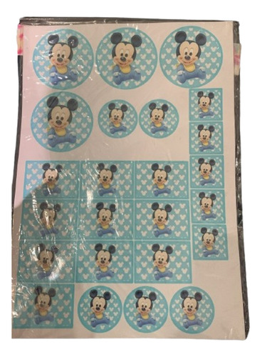 70 Stickers Para Candy De Mickey Bebe