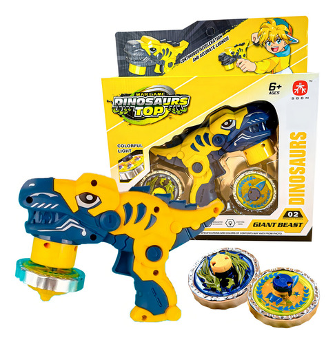 Juguete Beyblade, lanzador de dinosaurios, dragón salvaje, color amarillo