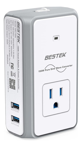 Bestek - Convertidor De Voltaje De 220 V A 110 V, 150 W, Ada