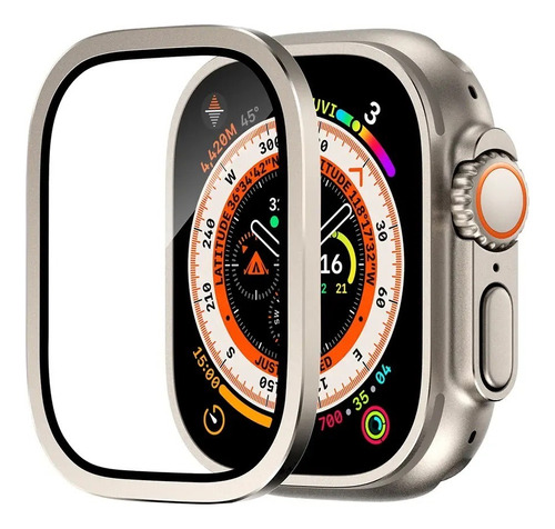 Vidrio Templado Apple Watch Ultra Marco Aleación De Titaneo