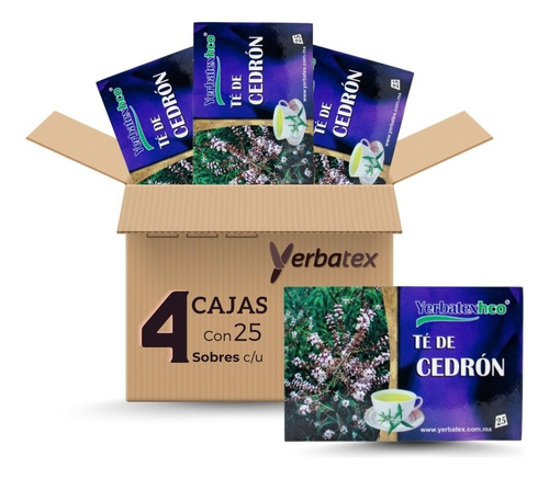 Pack 4 Té De Cedrón Caja Con 25 Sobres De 1 Gr Yerbatex