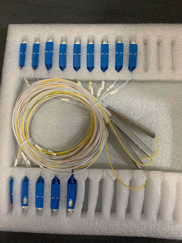 Kit Com 6 Splitter Plc 1x8 Sc Apc Azul Fibra Óptica Envio Já