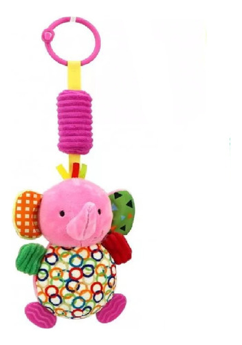 Sonajero De Peluche Animales Bebe Hipoalergenico Cochecito Color Elefante Rosa