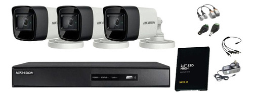 Kit Camaras Seguridad Hikvision Dvr 4 Ch + 3 Bullet + Disco