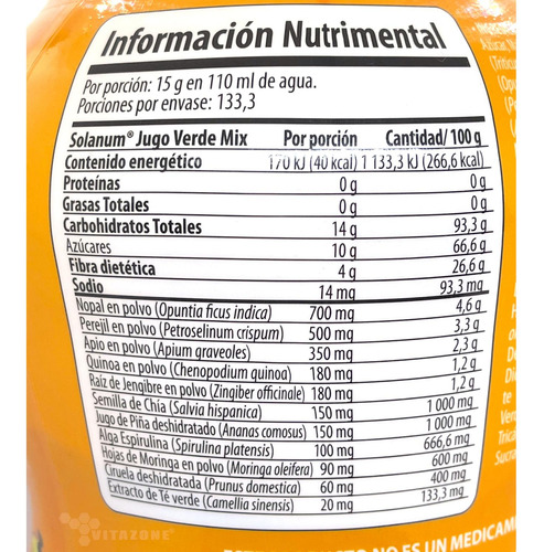 Imagen 2 de 5 de Jugo Verde Mix Quinoa Jengibre Piña Apio Spirulina Nopal 2kg