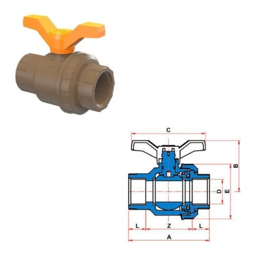 Válvula Esferica Valflux Tigre Roscable Con Media Unión 3/4