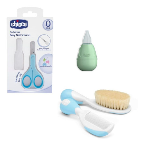 Set Chicco Cepillo Y Peine+tijera+aspirador Nasal Env Grat