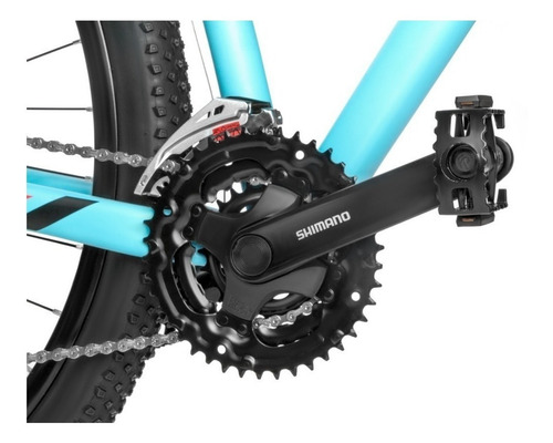 Imagen 3 de 3 de Mountain bike TopMega Thor R29 S 24v frenos de disco mecánico cambios Shimano Tourney TX y Shimano Tourney TY700 D/Tiro Index color celeste
