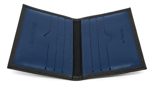 Billetera Le Voyage 245-00 con diseño Lisa color azul oscuro de cuero - 10.3cm x 7.8cm x 1cm