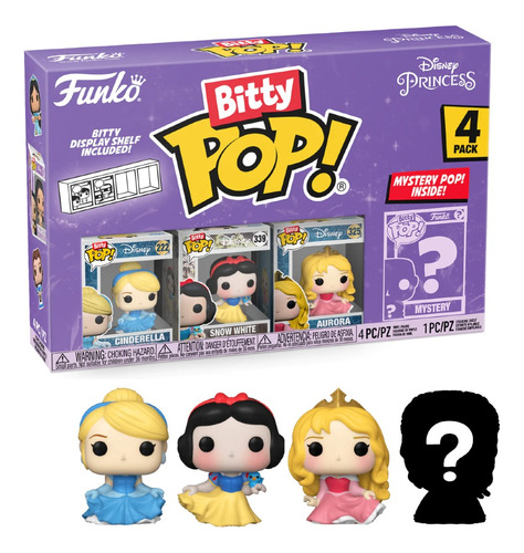 Funko Bitty Pop Cinderella Snow White Aurora Surpresa 4 Pack