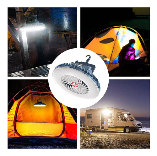 Ventilador Recarregável Barraca Viagem Led Lanterna Portátil