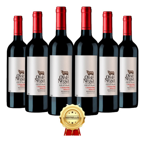 Pack 6x Vino Oveja Negra Reserva - Carmenere/ Merlot - 750ml