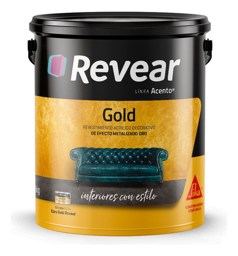Revear Revestimiento Acrílico Decorativo Metalizado 5kg Rex Color Metalizado Gold (oro)