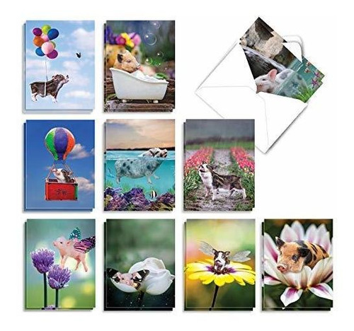  10 Tarjetas De Notas En Blanco Con Sobres 4 X 5,12 Pul...