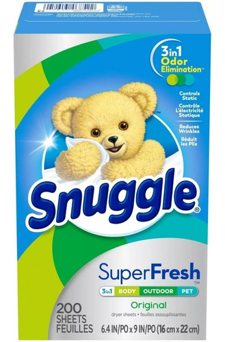 Snuggle Toallas Para Secadora Plus Superfresh Original 200ct