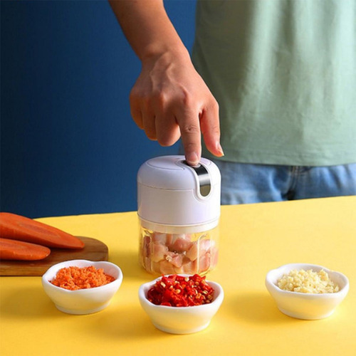 Mini Processador Usb De Alimentos Elétrico Alho Carne 250ml