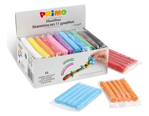 Set Primo 11 Colores Plastilina 55g C/u - Origen Italiano