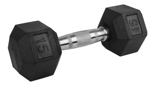 Mancuerna Hexagonal Acero Forro Neopreno 15lbs Gym Gimnasio Color Negro Y Cromo