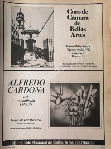 Cartel Retro Inba. Exposicion De Alfredo Cardona Y Mas 1982