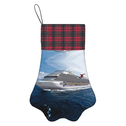 Nezih Cruise Ship Print Christmas Pet Paw Stocking