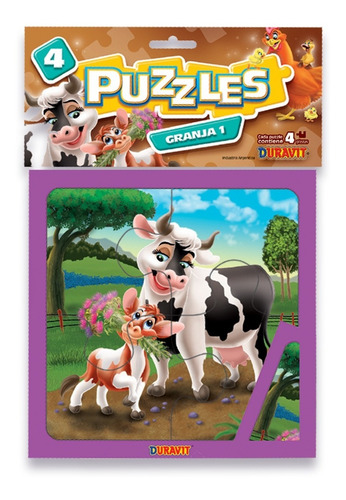 Imagen 2 de 2 de Duravit Puzzle Granja 4pzs Rompecabezas Infantil 559