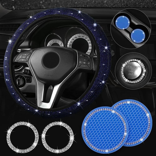 Accesorios Azules Para Coche, Funda Para Volante Con Purpuri