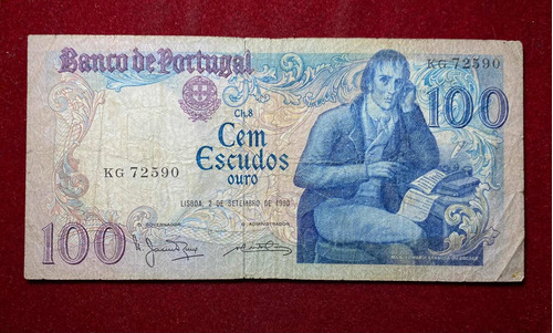 Billete 100 Escudos Portugal 1980 Pick 178 A.5 Barbosa