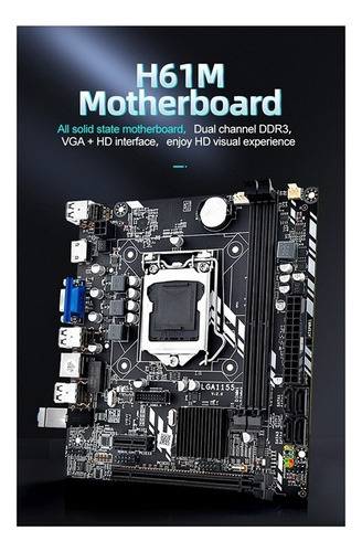 Soporte De Placa Base De Computadora H61m Lga1155 Core I7 I5