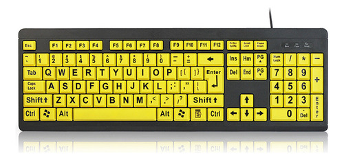 // Teclado Usb De Impressão Grande Para Usuários Com Baixa