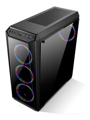 Imagen 2 de 10 de Gabinete Pc Gamer Micro Atx Mid Tower Perseo Cn21 C/acrilico