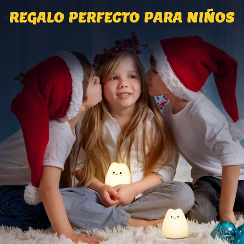 Luz Nocturna Gato Silicona 7 Colours Para Bebé Niño Regalos