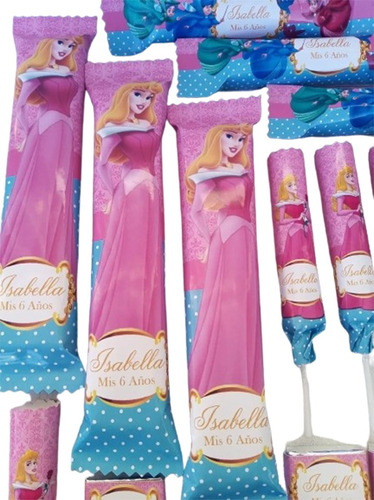 Golosinas Personalizadas Princesa Aurora Candy Bar 10 Niños