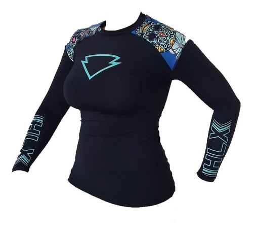 Blusa Segunda Pele Feminina Moto Caveira Mexicana Azul Hlx