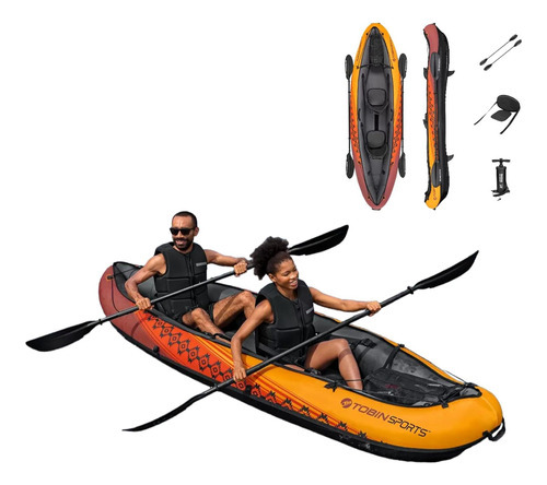 Kayak Inflable Para 2 Personas 2 Remos Aluminio Y Bomba