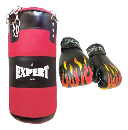 Kit Boxeo Expert Bolsa 65cm + Cadena + Guantes Niño - El Rey