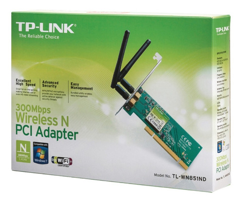 Placa Wifi Tp-link Red 2 Antenas Wn851nd Pci 300mbps 851nd  