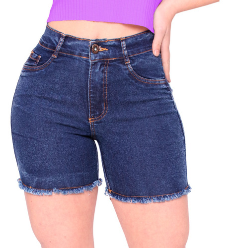 Bermuda Jeans Feminina Lycra Short Jeans Cintura Alta Festa