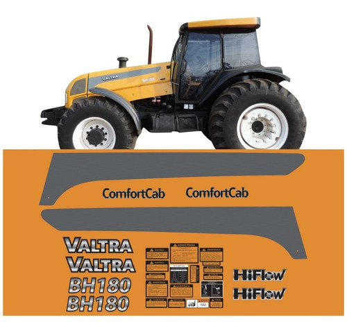 Kit Completo Faixas Adesivas Compatível Trator Valtra Bh180