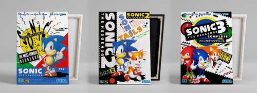 Cuadros Sonic Combo Gamer Canvas 3 Unidades 45x30 Cm