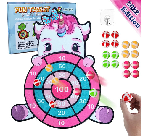 25  Kids Large Unicorn Dart Board Con 16 Sticky Balls, Indoo