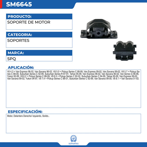 Soporte De Motor Gmc C1500 Pickup 1988-1993 V8 6.2