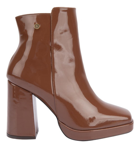 Botas Charol Retro Mujer Cafés, Clásicas Elegantes Y Comodas