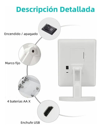 Espejo De Maquillaje Con Luz Led Recargable Usb 3 Niveles