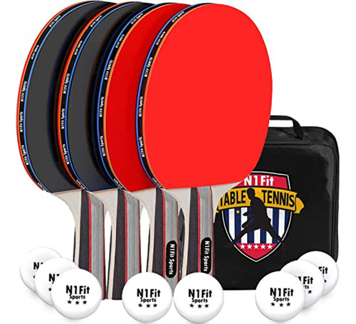 Juego De Paletas De Ping Pong: Incluye 4 Raquetas Para Jugad