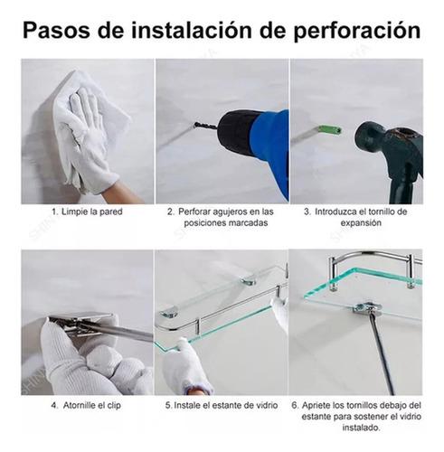 Organizador Ducha Repisa Baño Set 2 Vidrio Templado