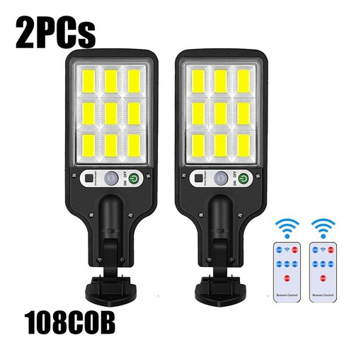 . .. Kit 2 Reflectores Luz Led Solar Sensor Movimiento 100w