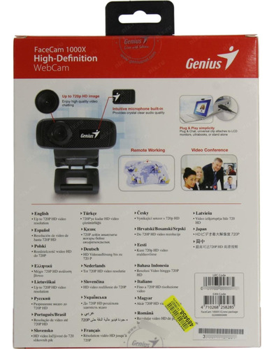 Cámara web Genius FaceCam 1000X HD color negro